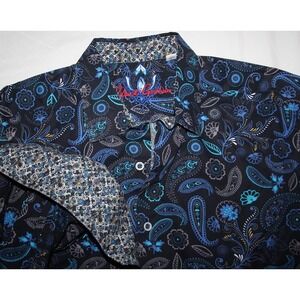 Robert Graham Men's L Classic Fit Navy Flowers Paisley Cotton Party Shirt